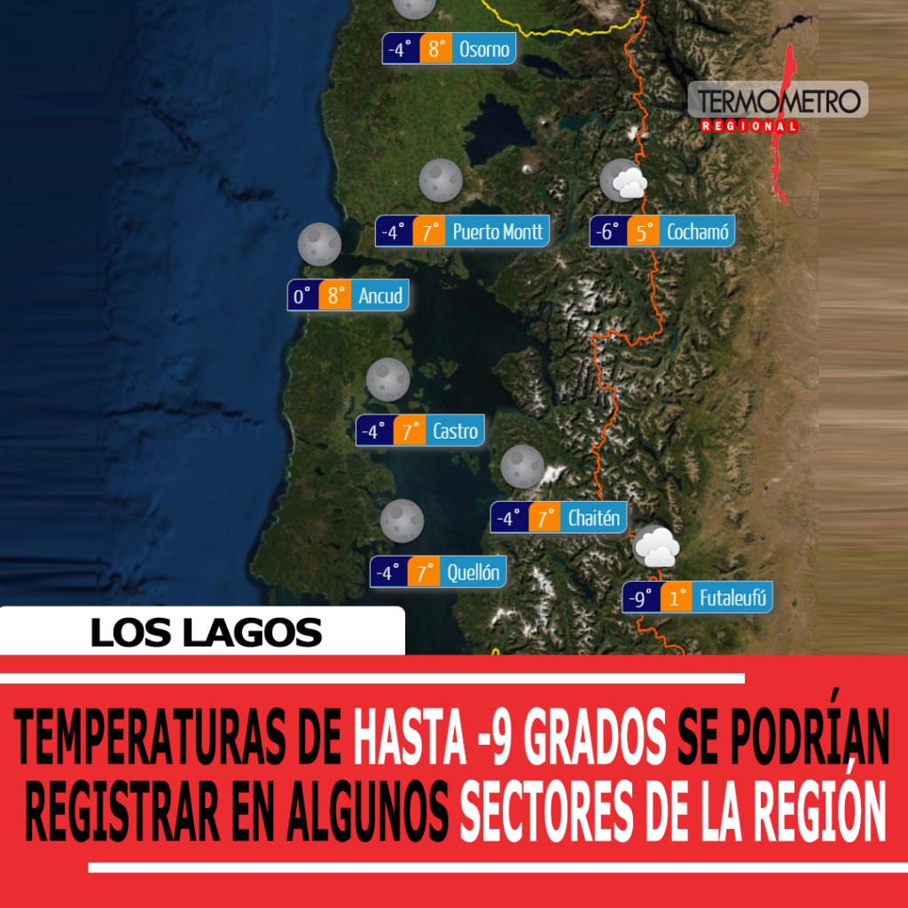 Este domingo 29 de junio se podrían registrar hasta -9° en algunos puntos de la&nbsp;región
