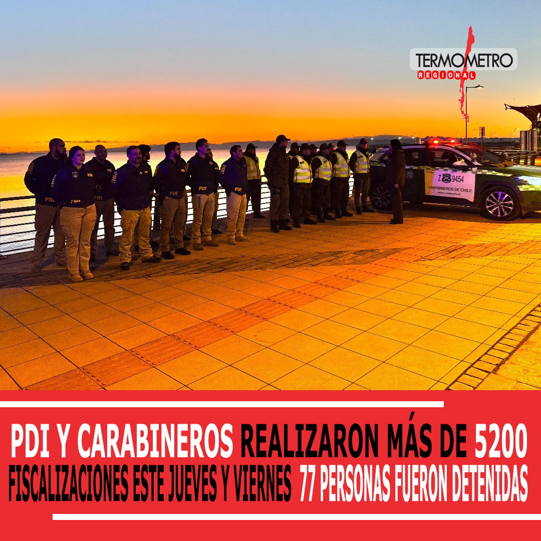PDI y Carabineros realizan operativo conjunto en Los Lagos: 77 Detenidos y más de 5200 fiscalizaciones se realizaron