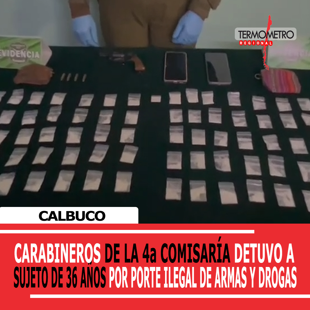 Carabineros de Calbuco detuvo a sujeto de 36 años por porte ilegal de armas y drogas