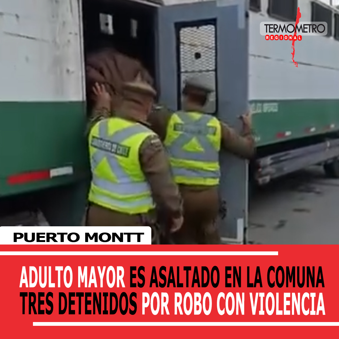 Adulto mayor es asaltado y golpeado en Puerto Montt: Tres detenidos por robo con violencia