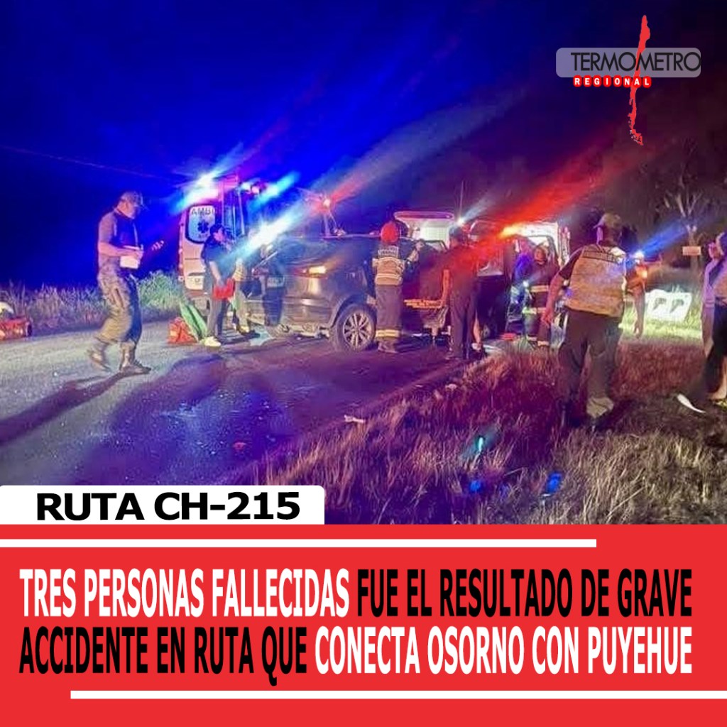 Tres personas fallecidas fue el saldo de grave accidente en ruta que conecta Osorno con&nbsp;Puyehue